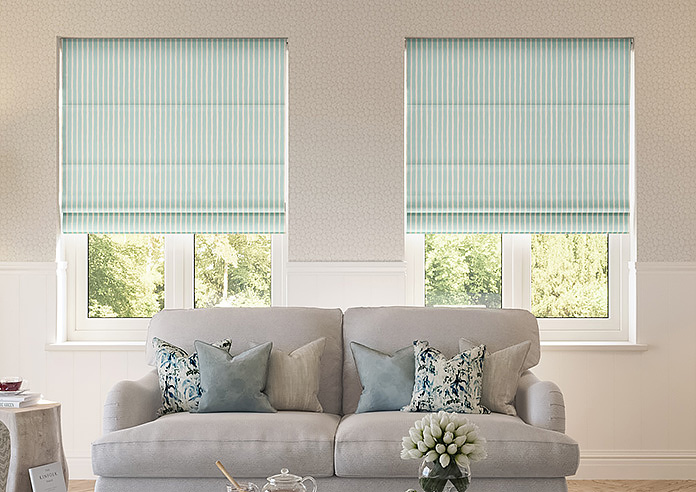 Vintage Stripe, Aqua - Twist&Fit Roman Blind - Image 3